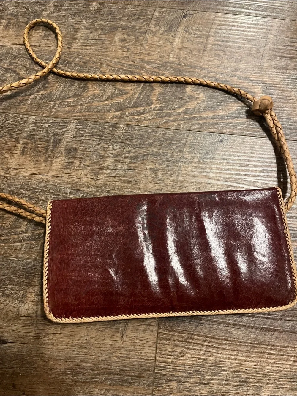 Women’s Brown and Tan Leather Shoulder Bag with Braided Strap